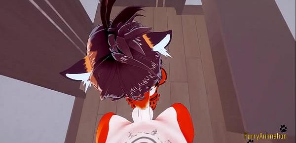  Furry Hentai 3D - POV Tigress blowjob and gets fucked by fox - Japanese manga anime yiff cartoon porn